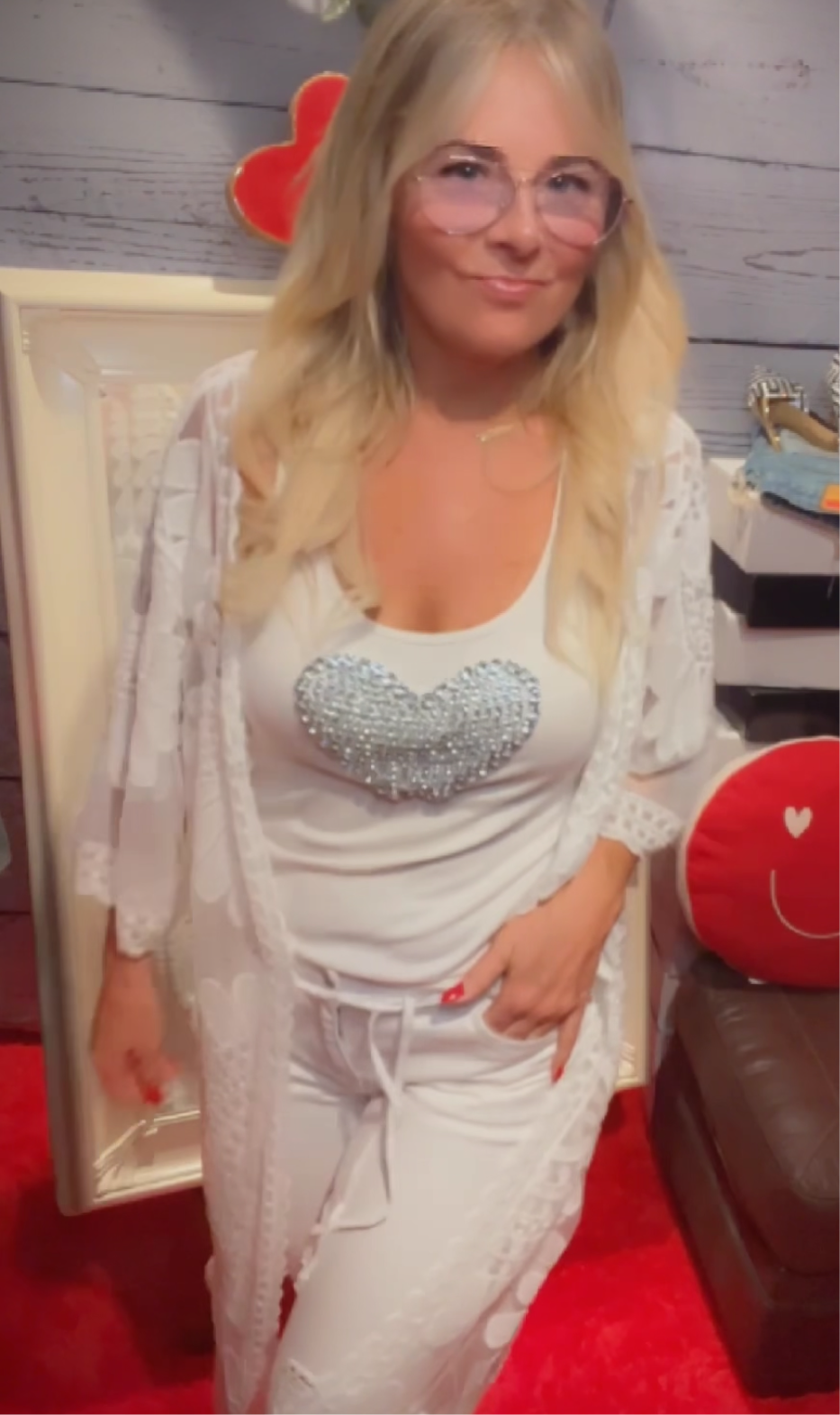 White crochet kimono