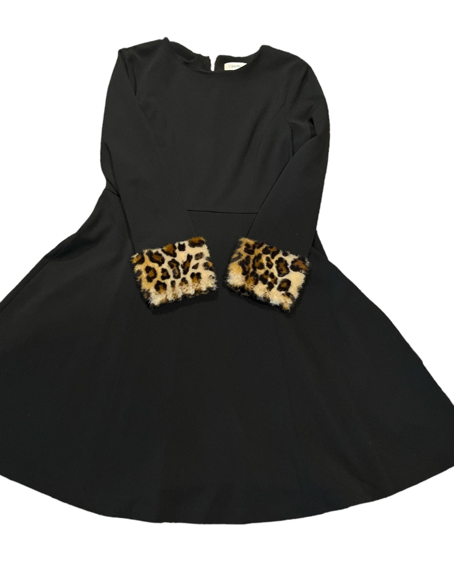 Calvin Klein black dress/ leopard cuffs