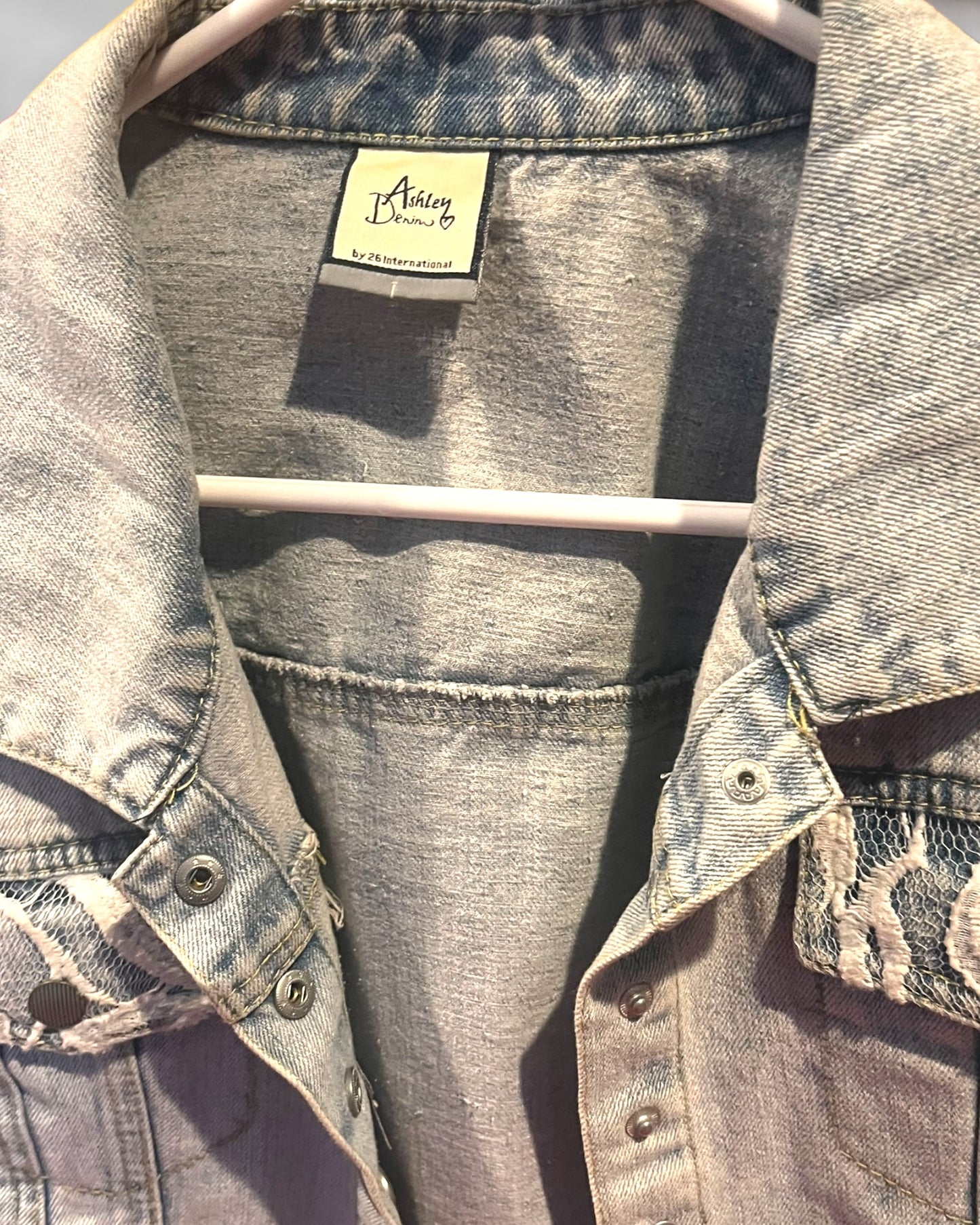 jean jacket short crochet detail