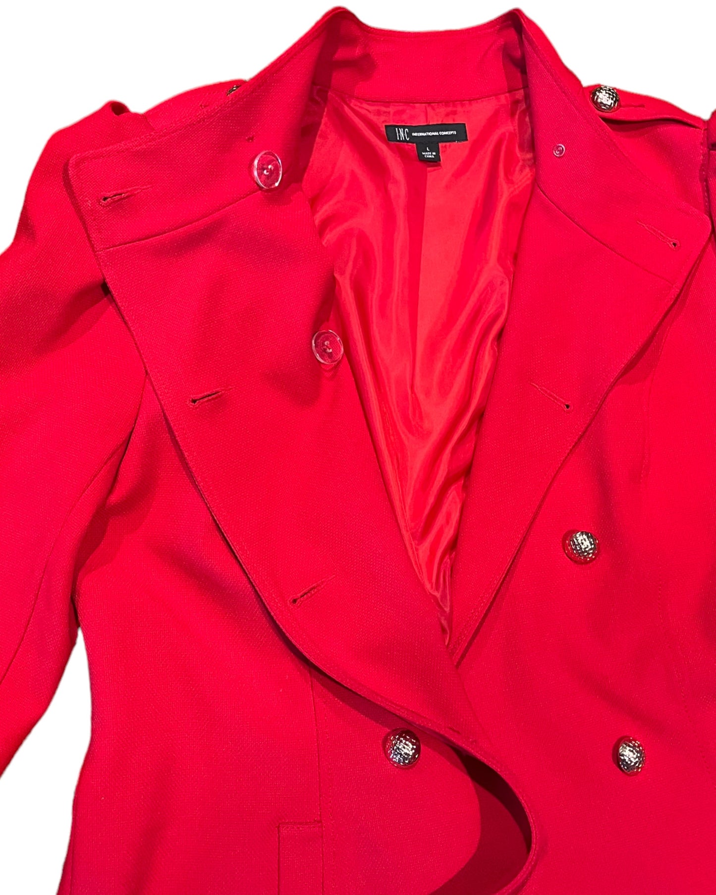 INC red military type coat