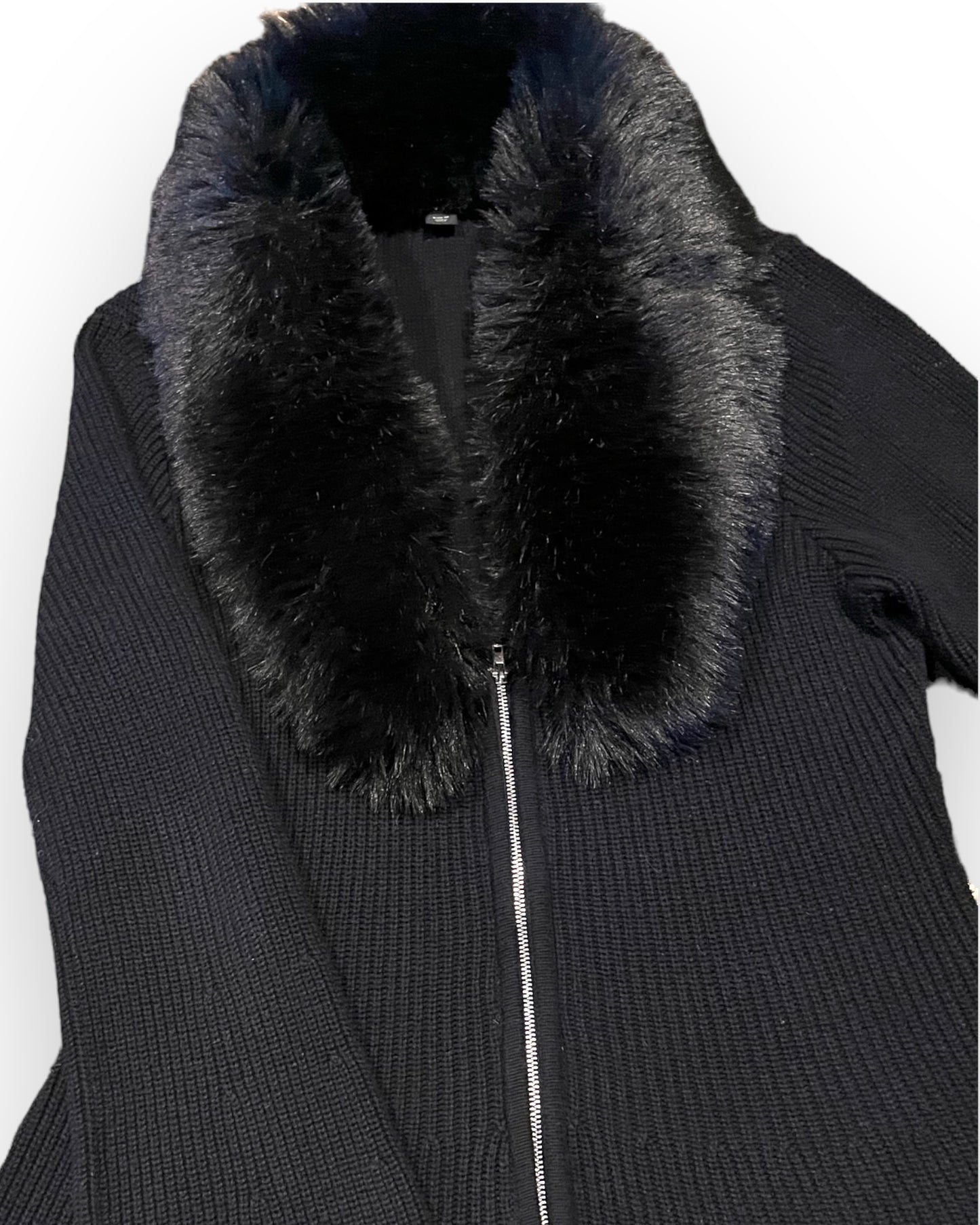 Boston Proper ⭐️ plush f/fur black sweater