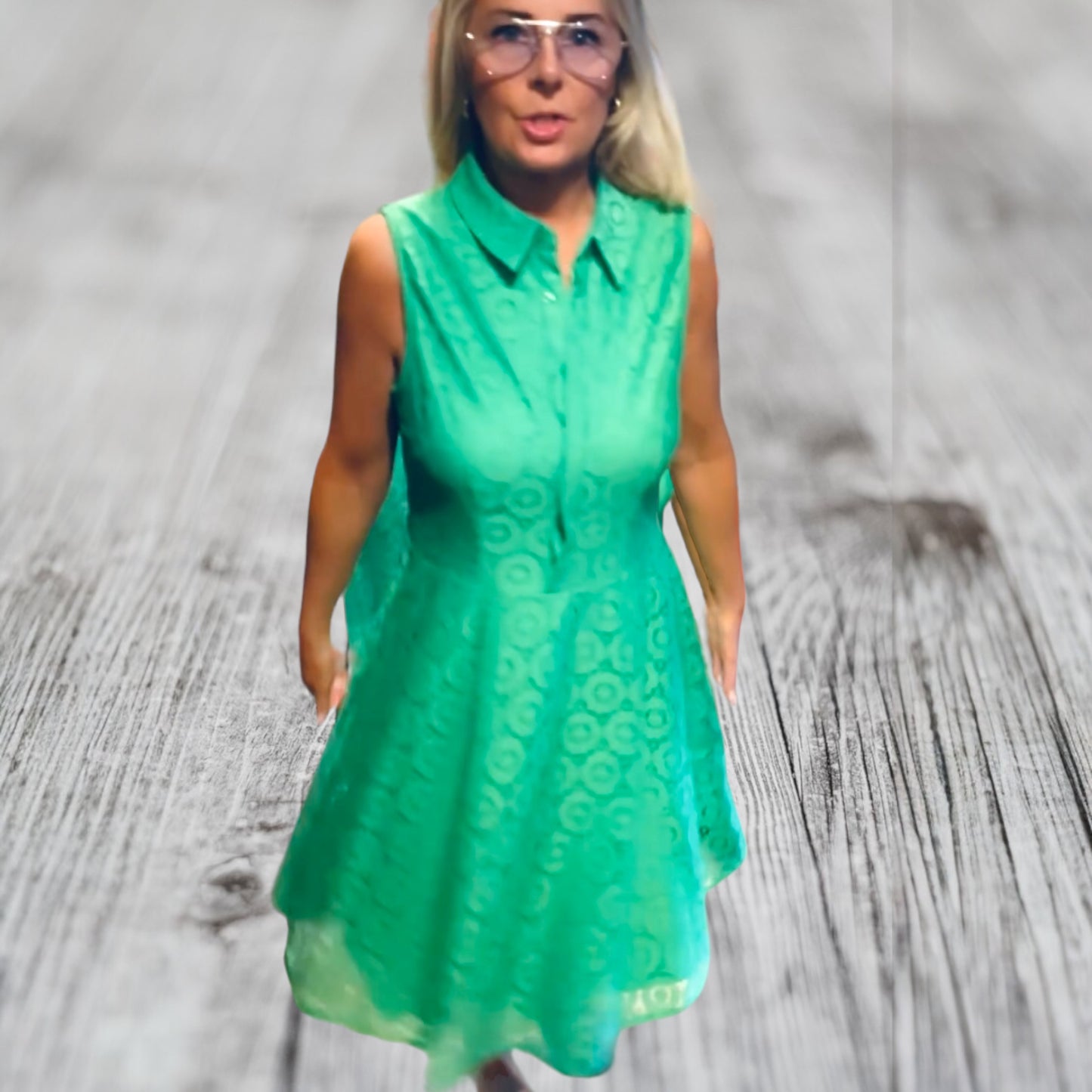 NY&Co green lace dress
