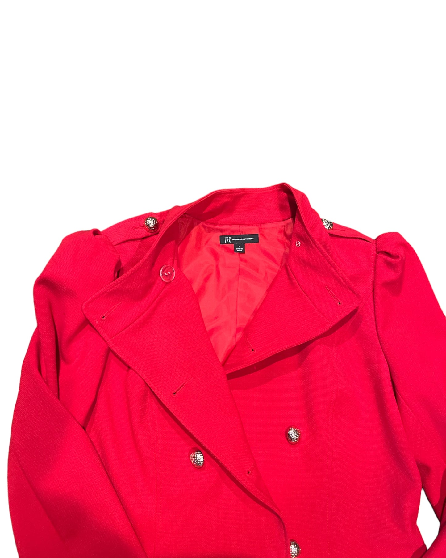 INC red military type coat