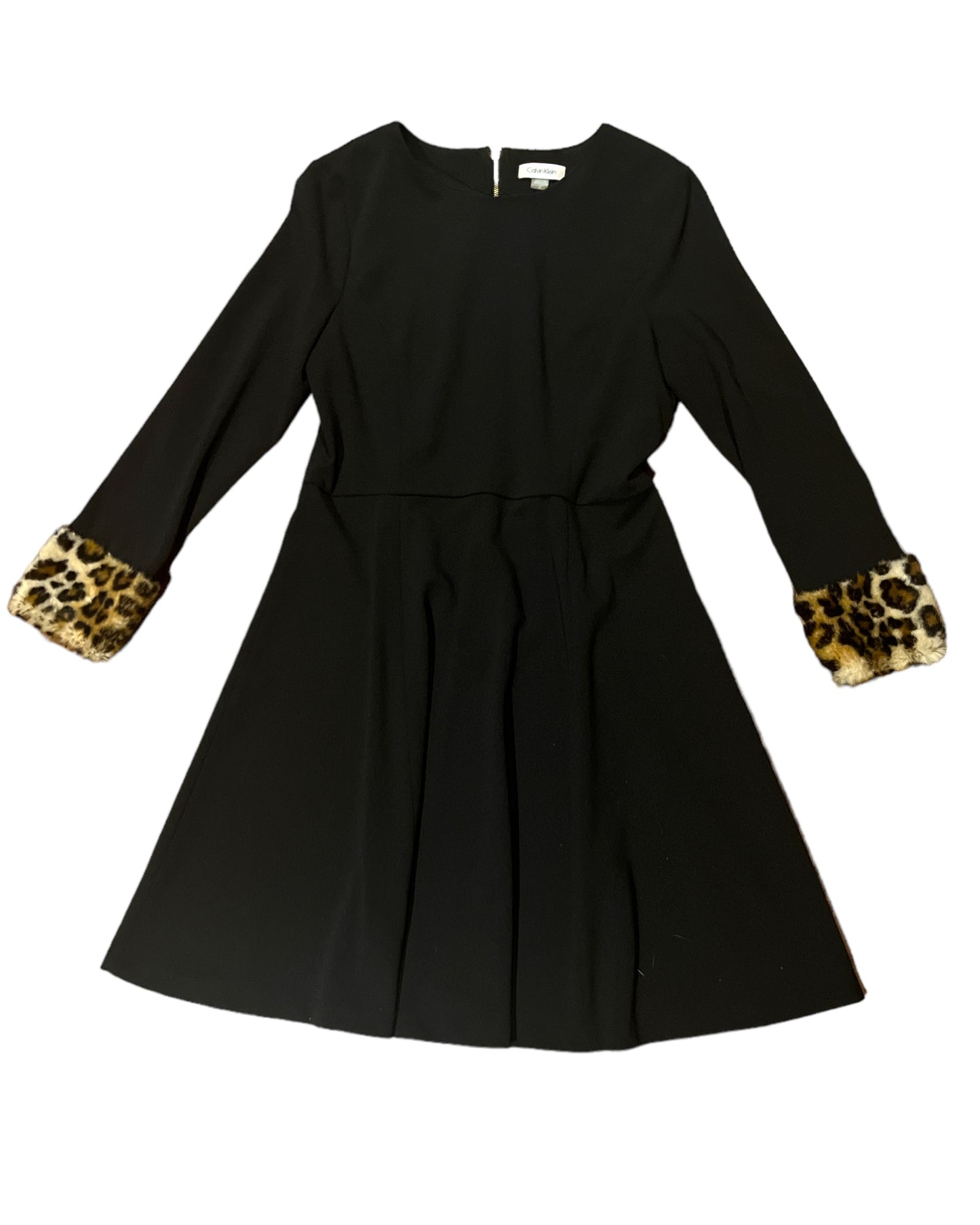Calvin Klein black dress/ leopard cuffs