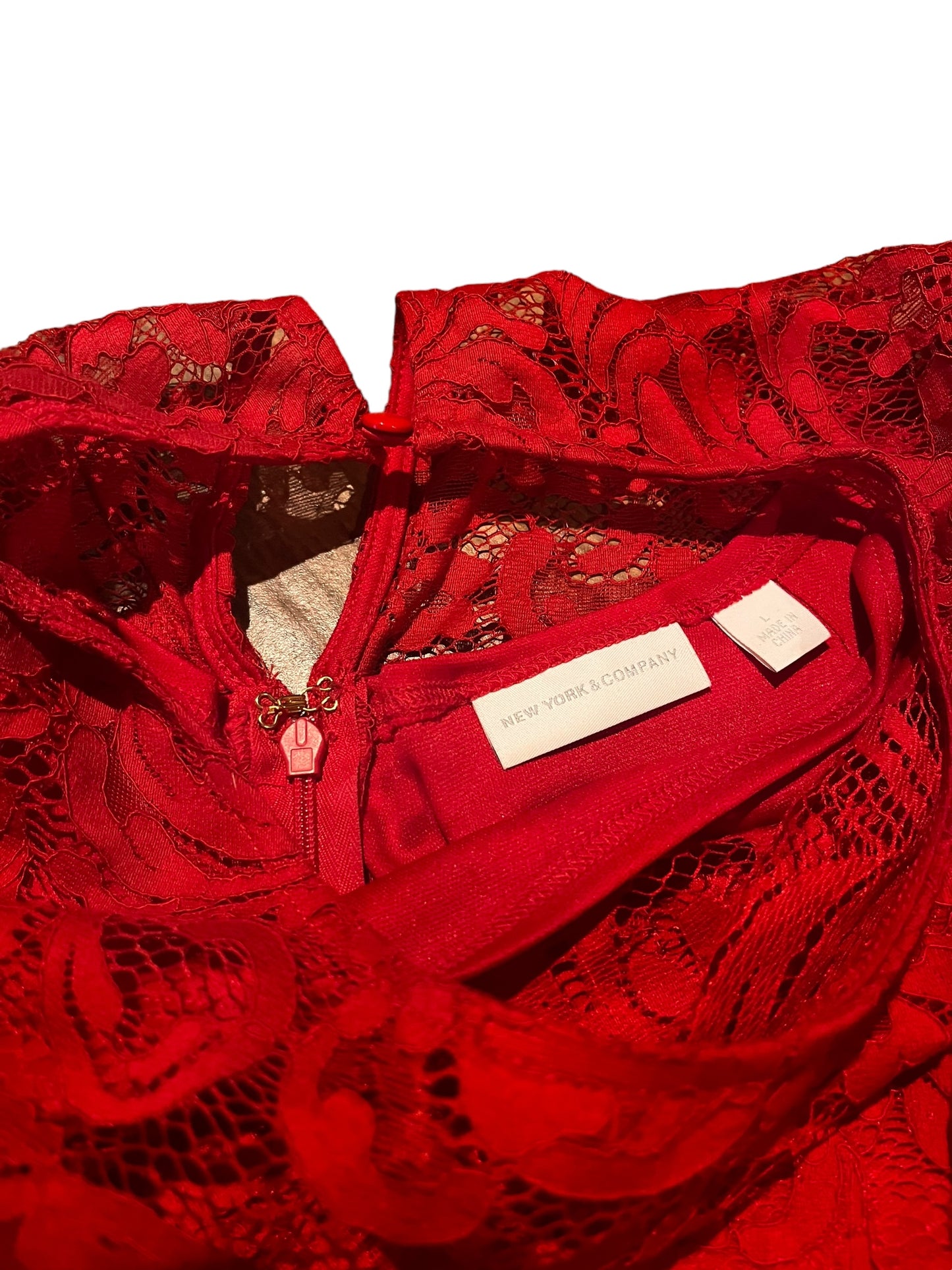 New York & Co. red crochet dress