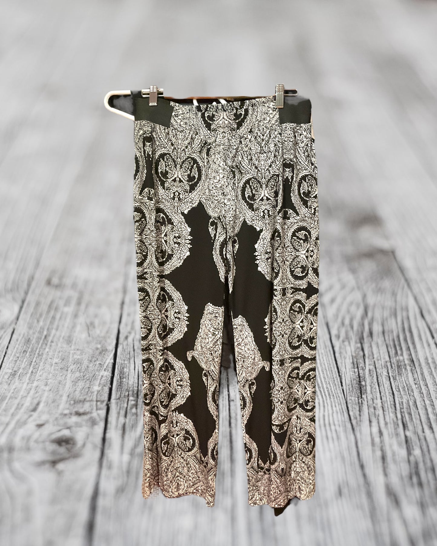 INC palazzo pants black mosaic pattern