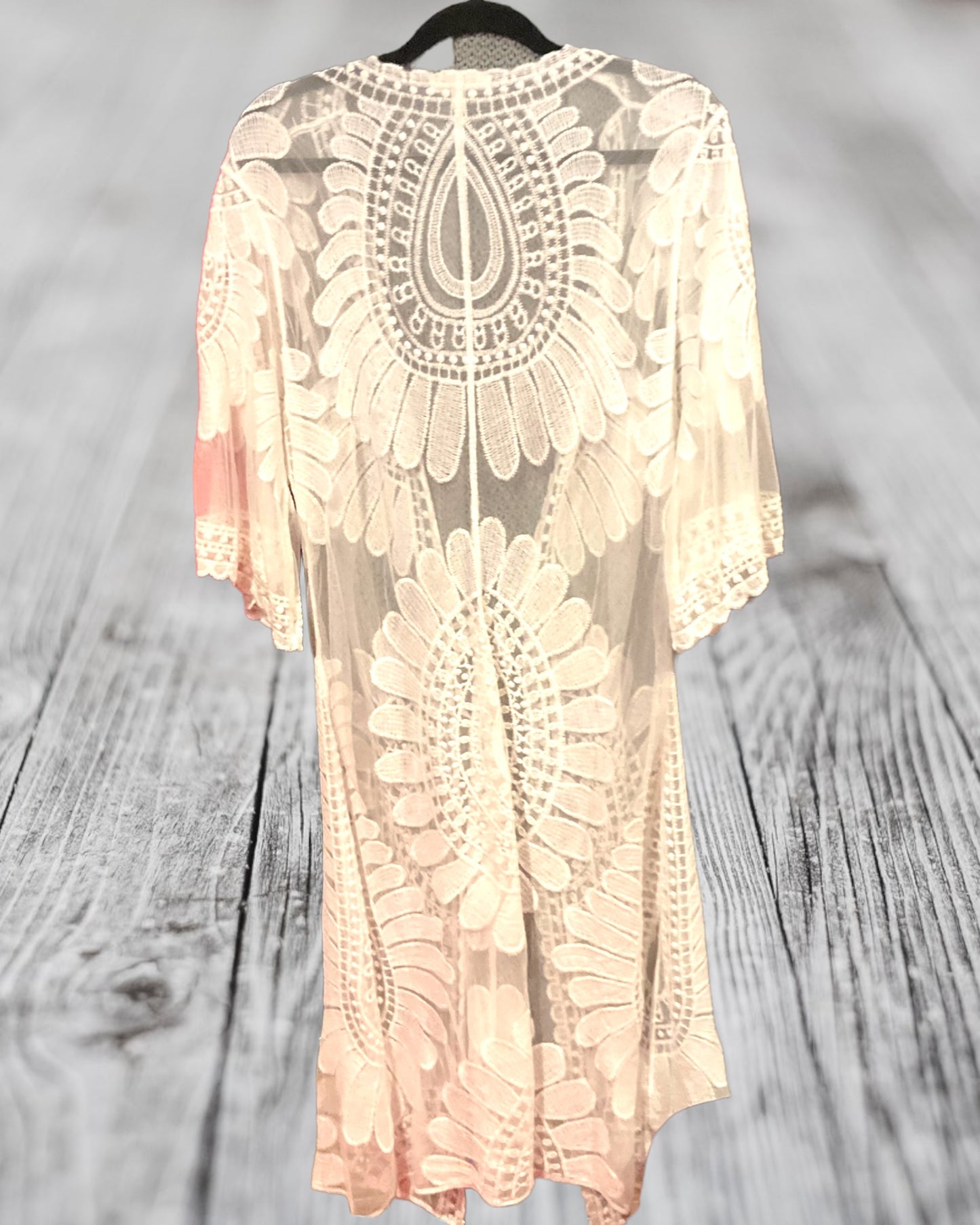 White crochet kimono