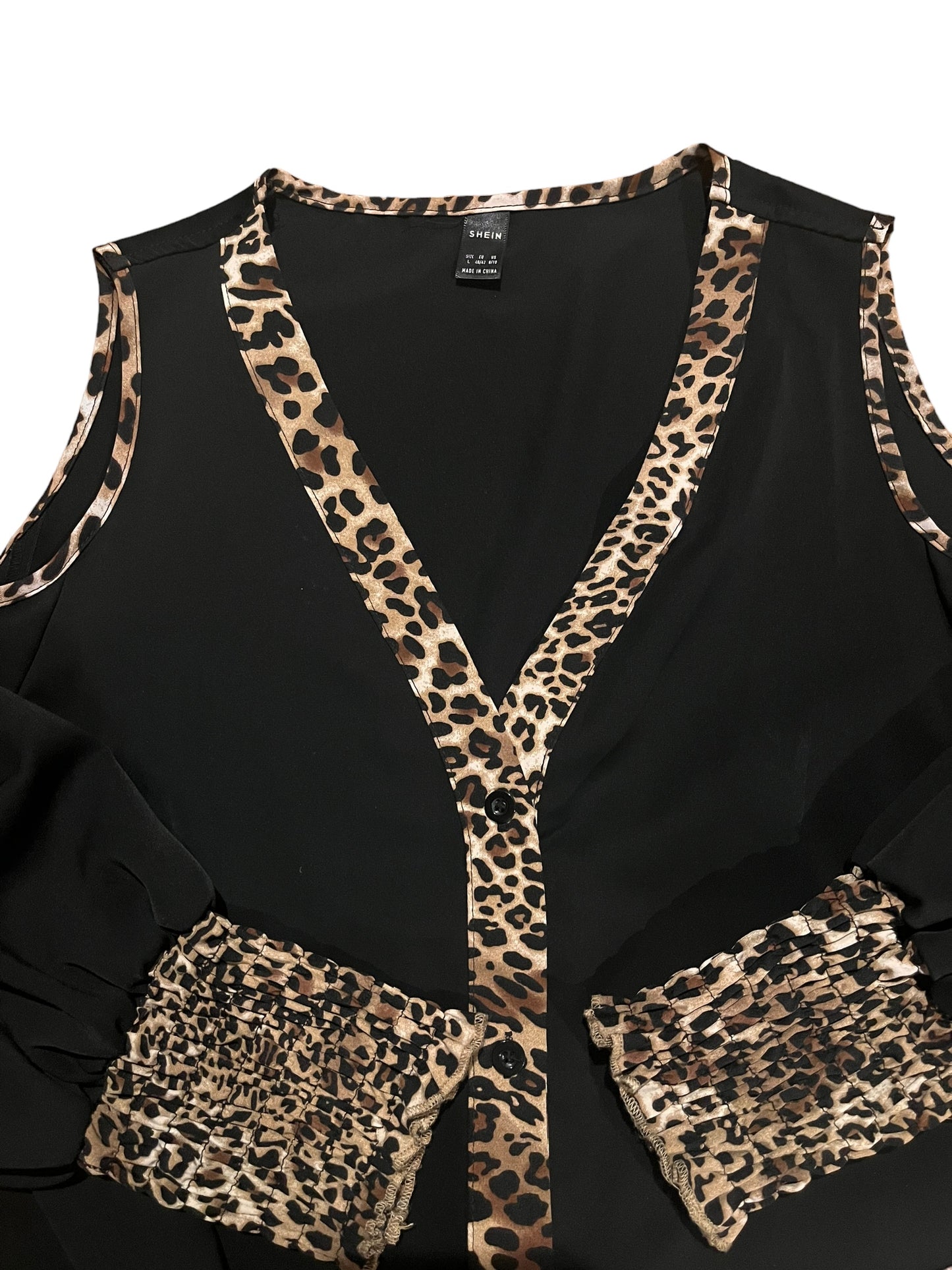 SHEIN leopard detail shirt