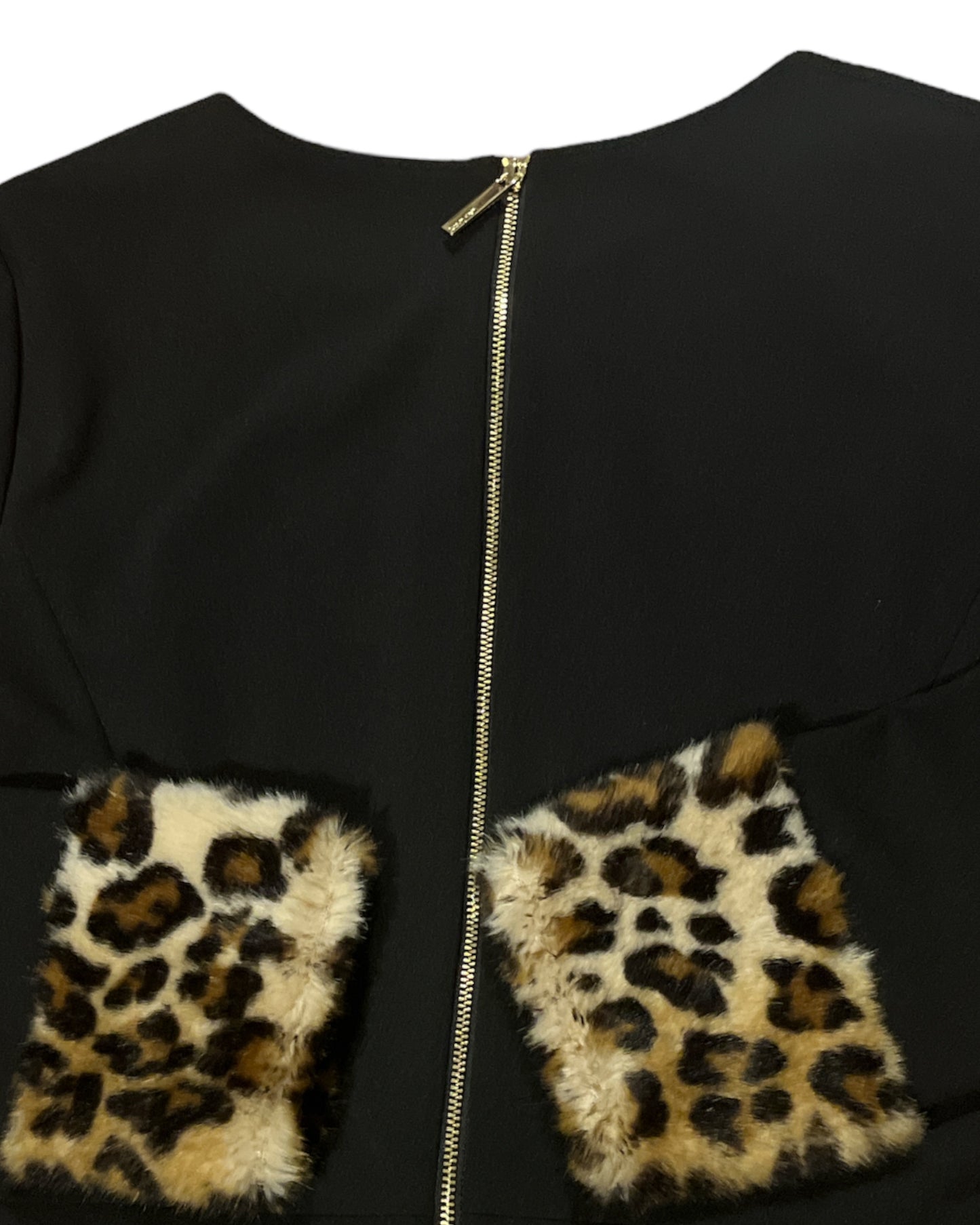 Calvin Klein black dress/ leopard cuffs