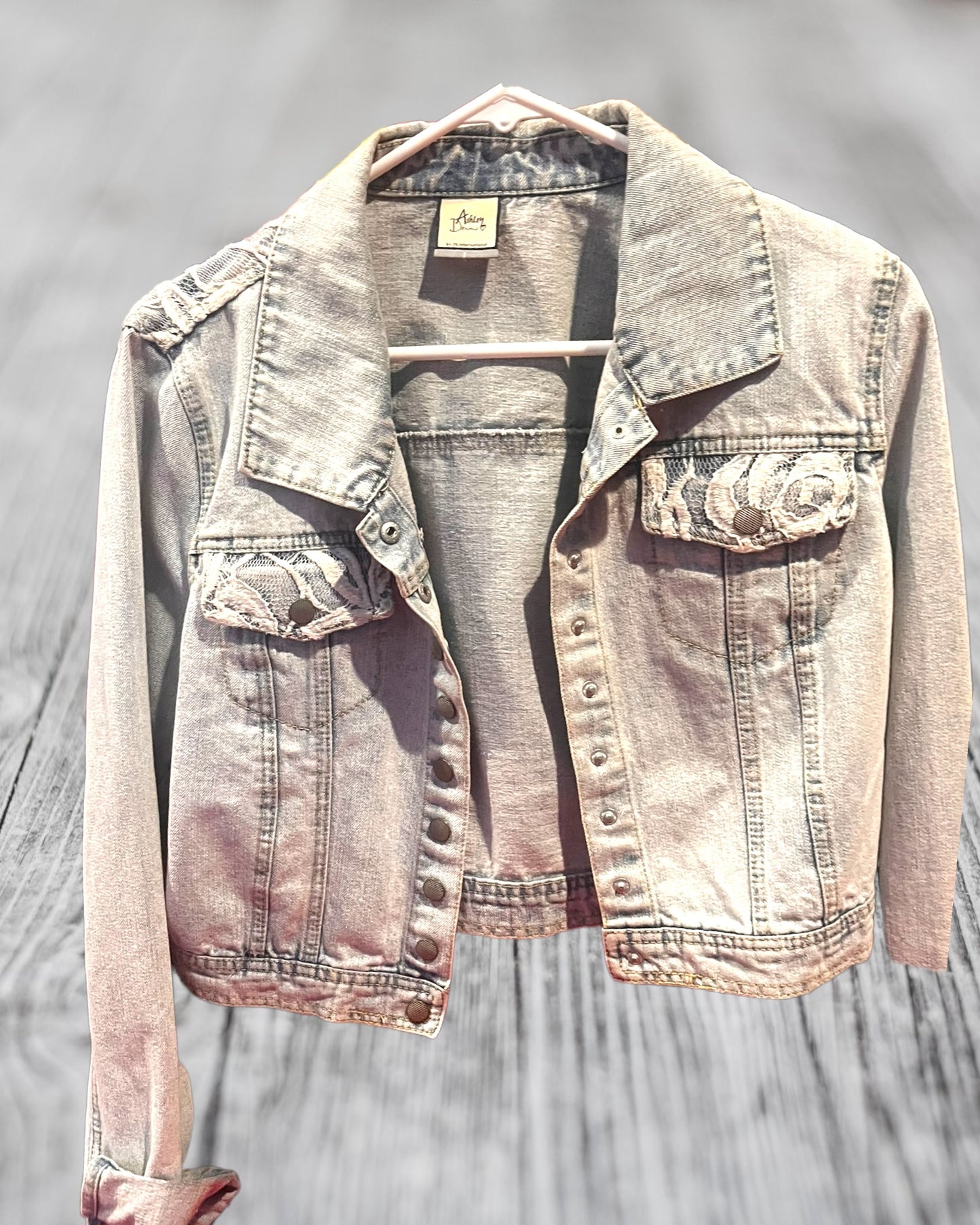 jean jacket short crochet detail