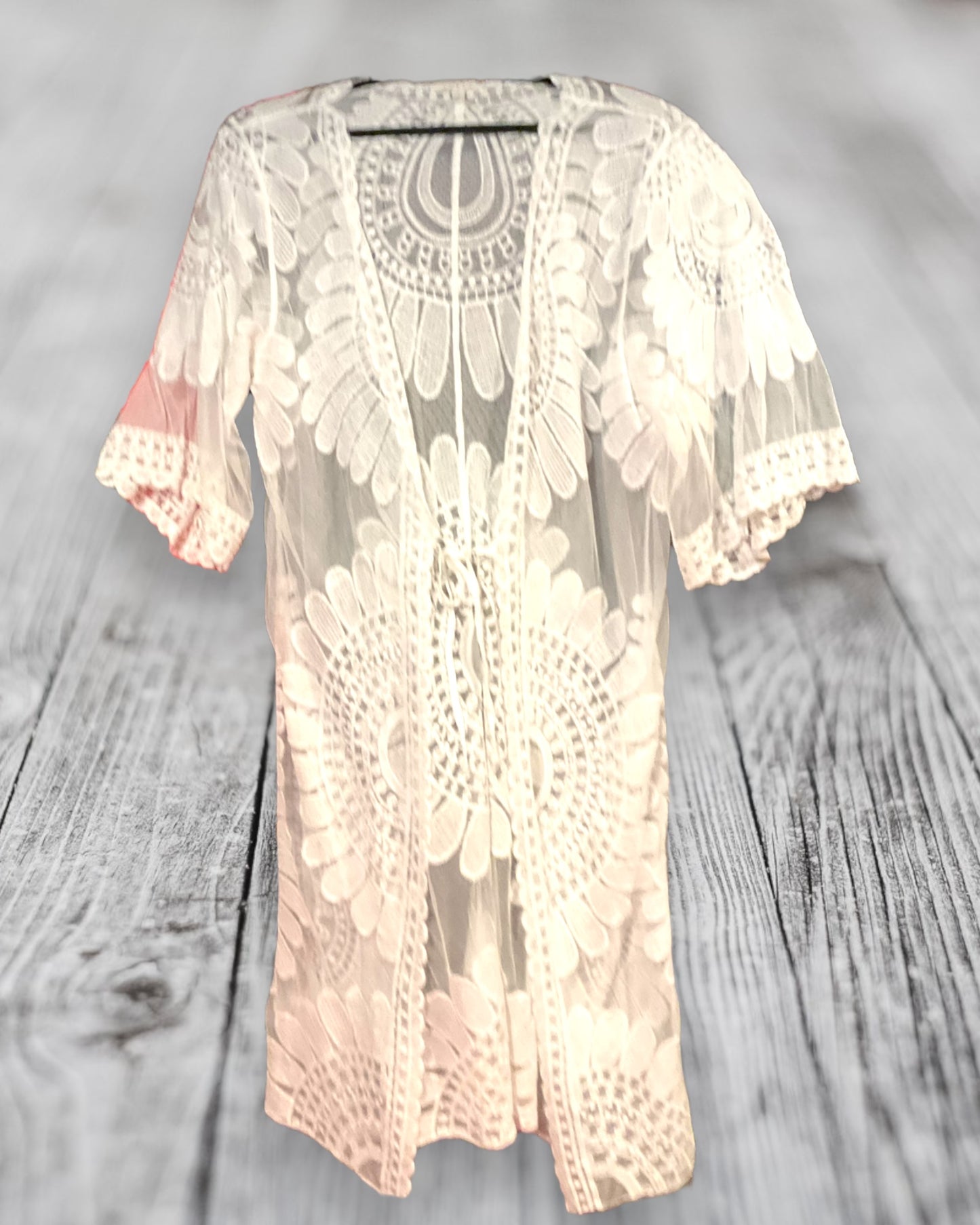 White crochet kimono