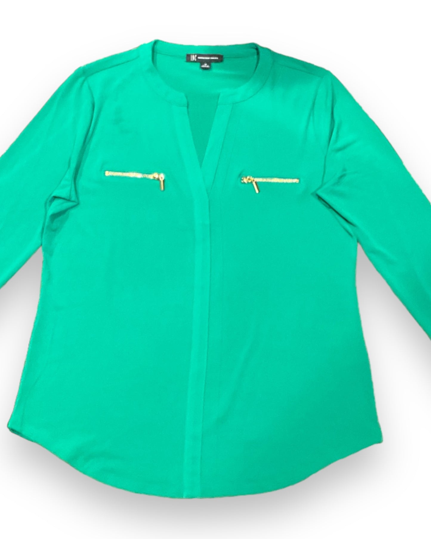 INC gold details green top