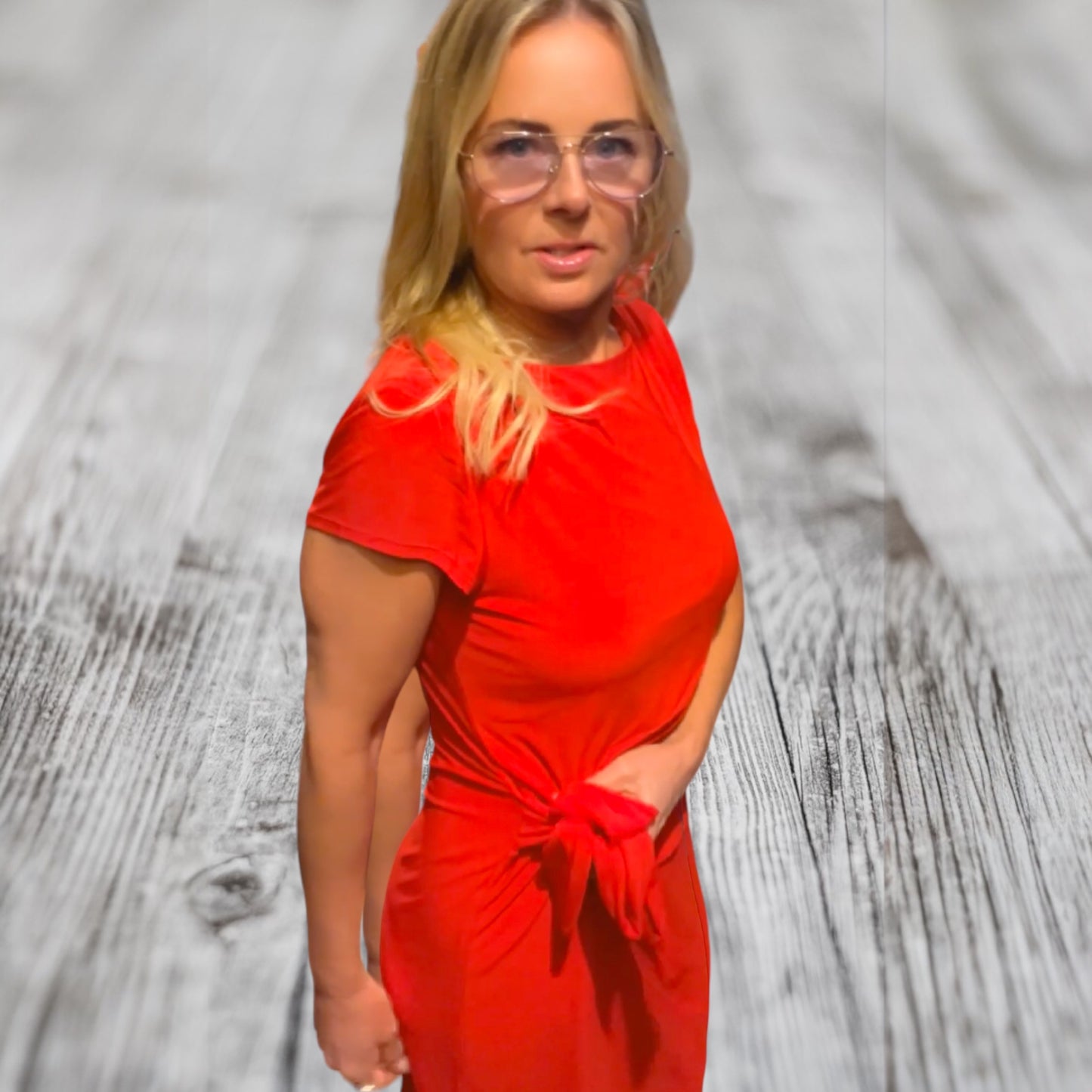 Boston Proper red wrap dress
